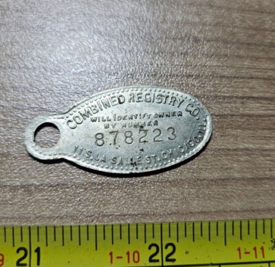 Vintage Combined Registry Co Chicago Advertising Metal ID Fob