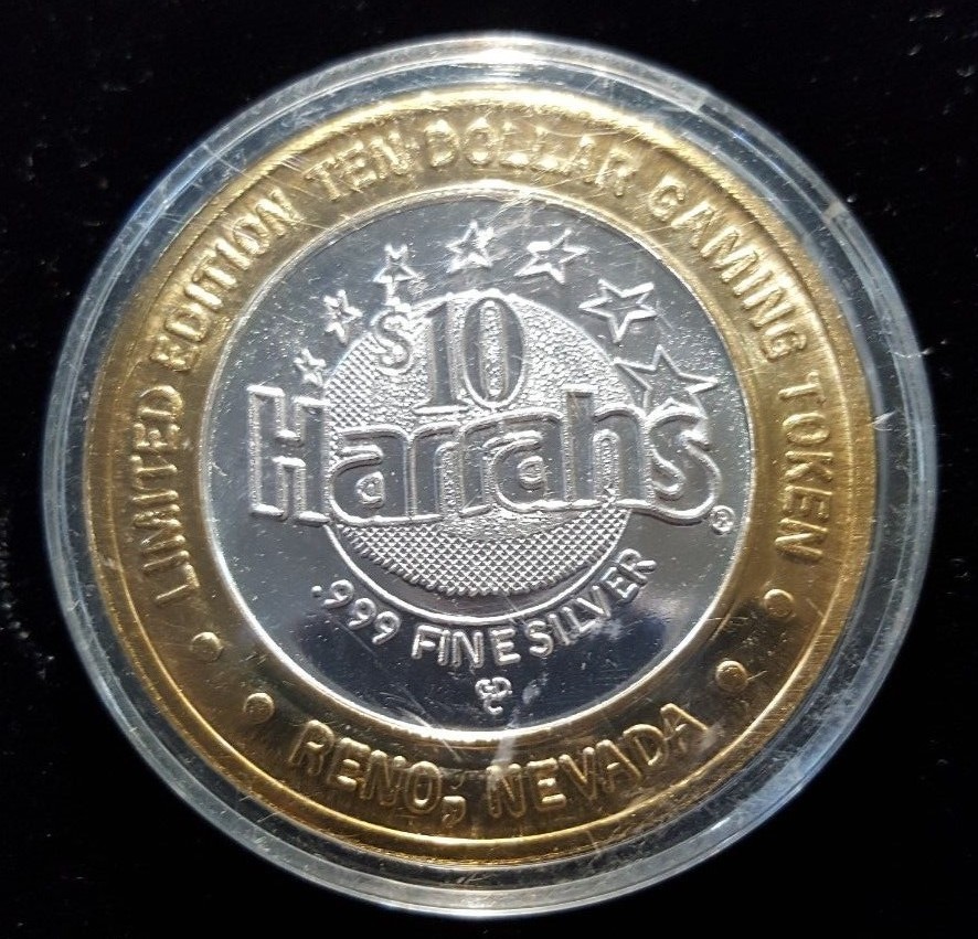 Harrah's, Casino, Ten Dollar Gaming Token, .999 Silver (2)