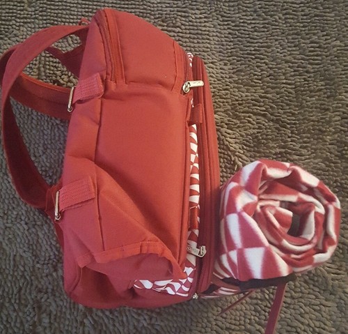 VonShef*4 Person Red Picnic Backpack with Blanket*NWT