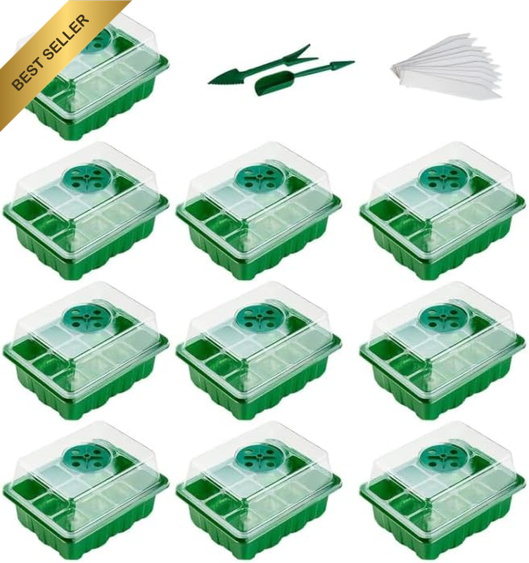 120 Cells Seedling Starter Tray Kit 10 Pack,Plant Germination Trays with Humidit