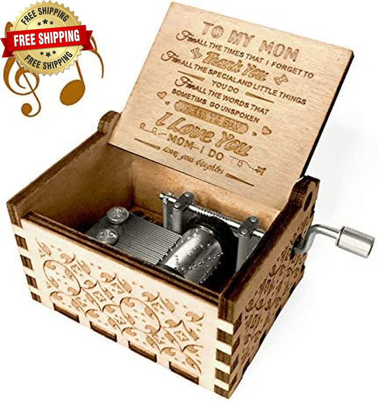 You Are My Sunshine Music Box, Gift for Mom from Daughter, Wood Laser Engraved ⭐