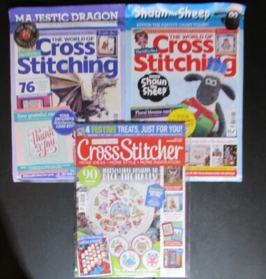 The World of Cross Stitching #327 & #328 & Cross Stitcher #390 UK Magazines