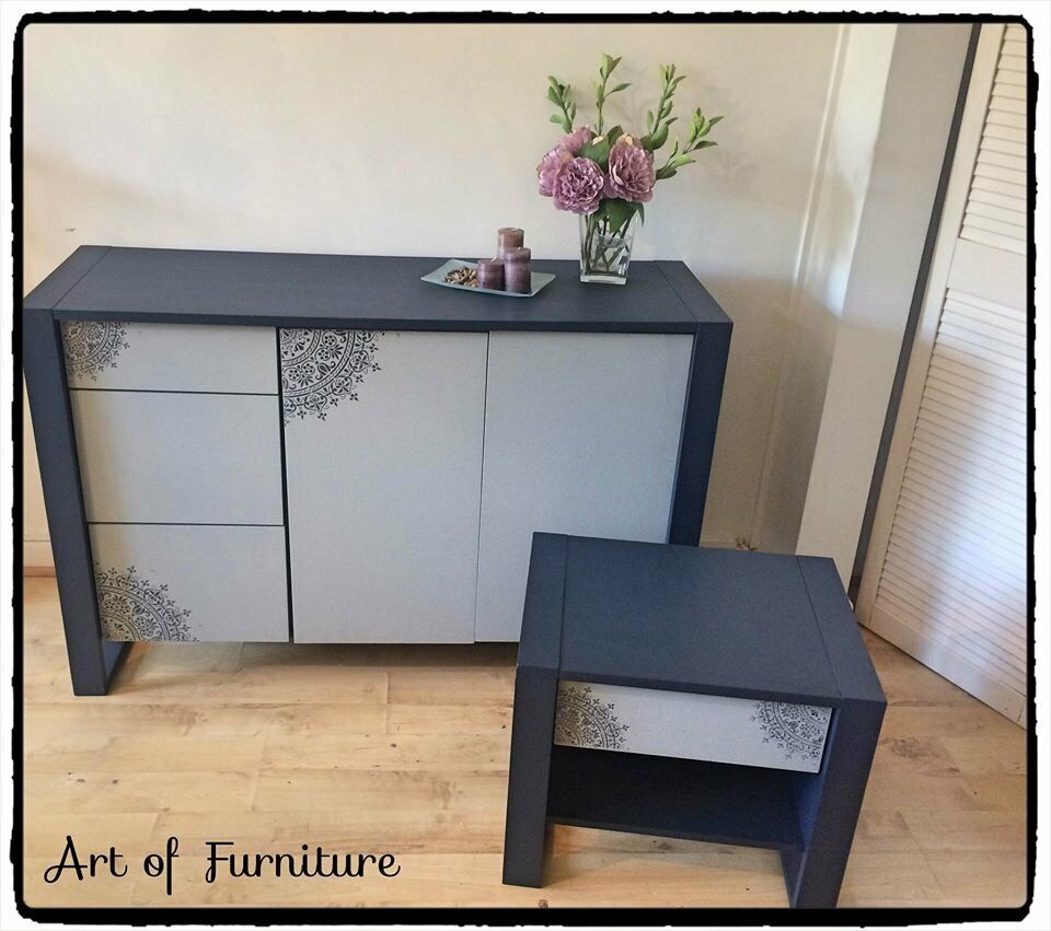 Modern Industrial Bedroom Set Of Chest Of Drawers Sideboard Bedside Table Hand Painted Upcycled In Bournemouth Dorset Gumtree