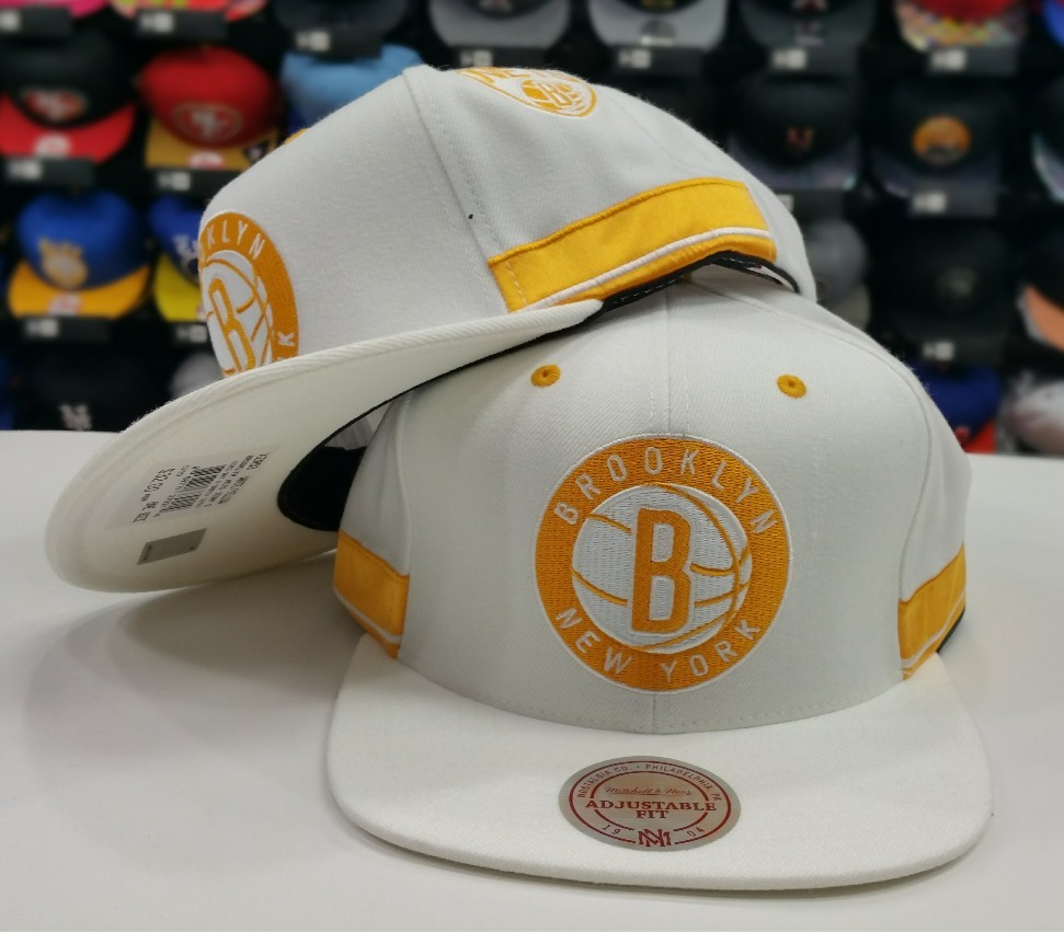 Exclusive Mitchell Ness NBA White / Yellow Brooklyn Nets ...