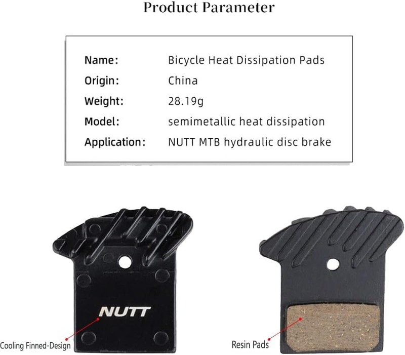 Bicycle Hydraulic 4 Pairs Disc Brake Pad Semi Metal Resin Heat Dissipation Scoot