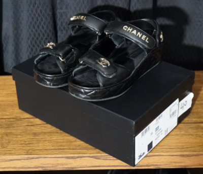 Chanel logo sale sandals