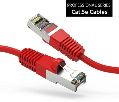 12Ft Cat5E Shielded Ethernet Network Booted Cable Red