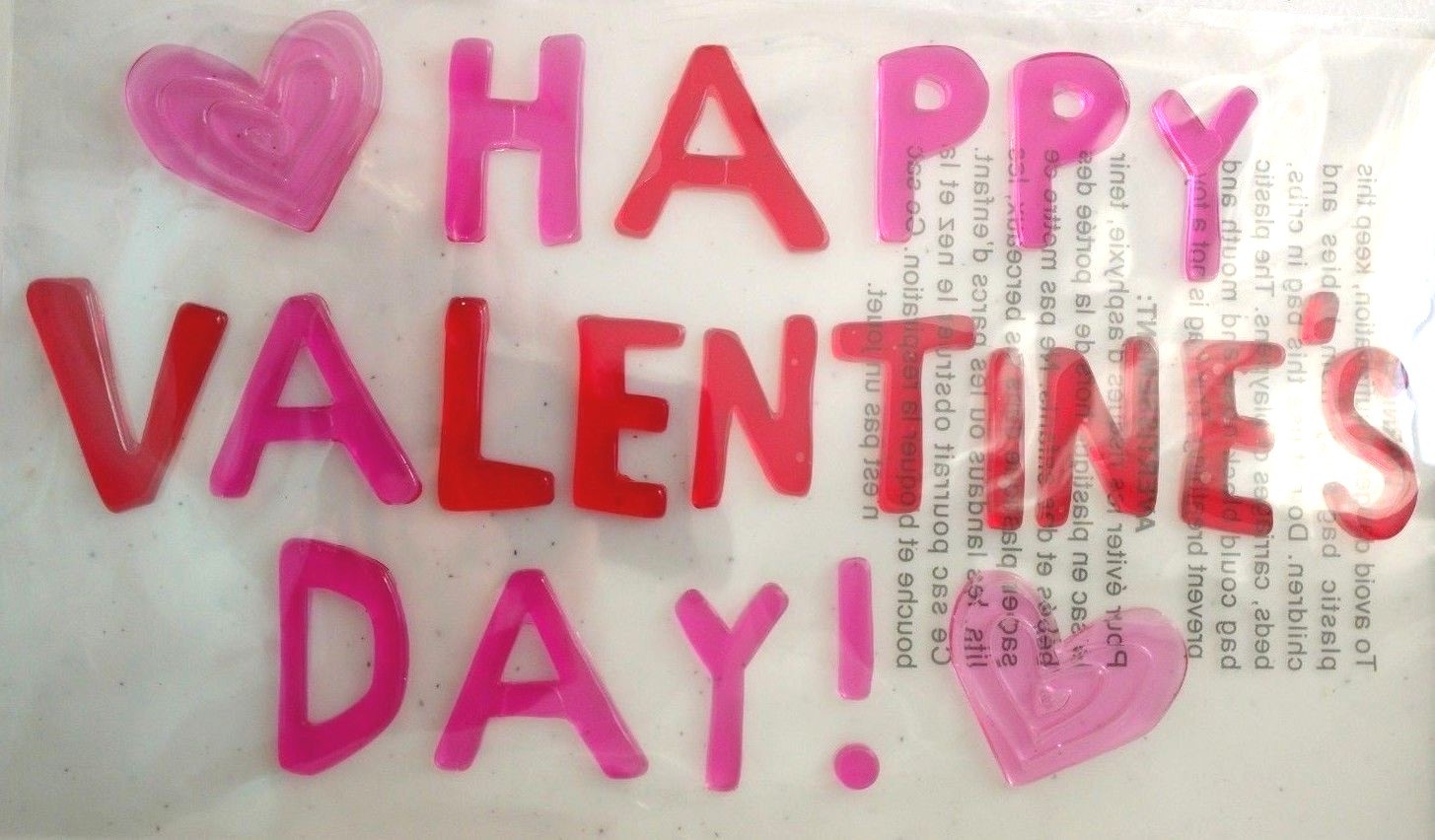 Happy Valentines Day Window Gel Clings Hearts Be Mine Pink Red White 3 Designs