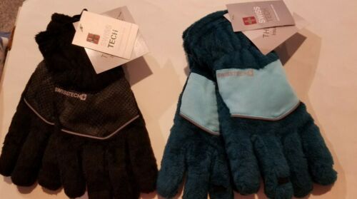 Girl Swiss Tech Performance Gear Black or Teal Fleece Gloves Thinsulate S/M L/XL