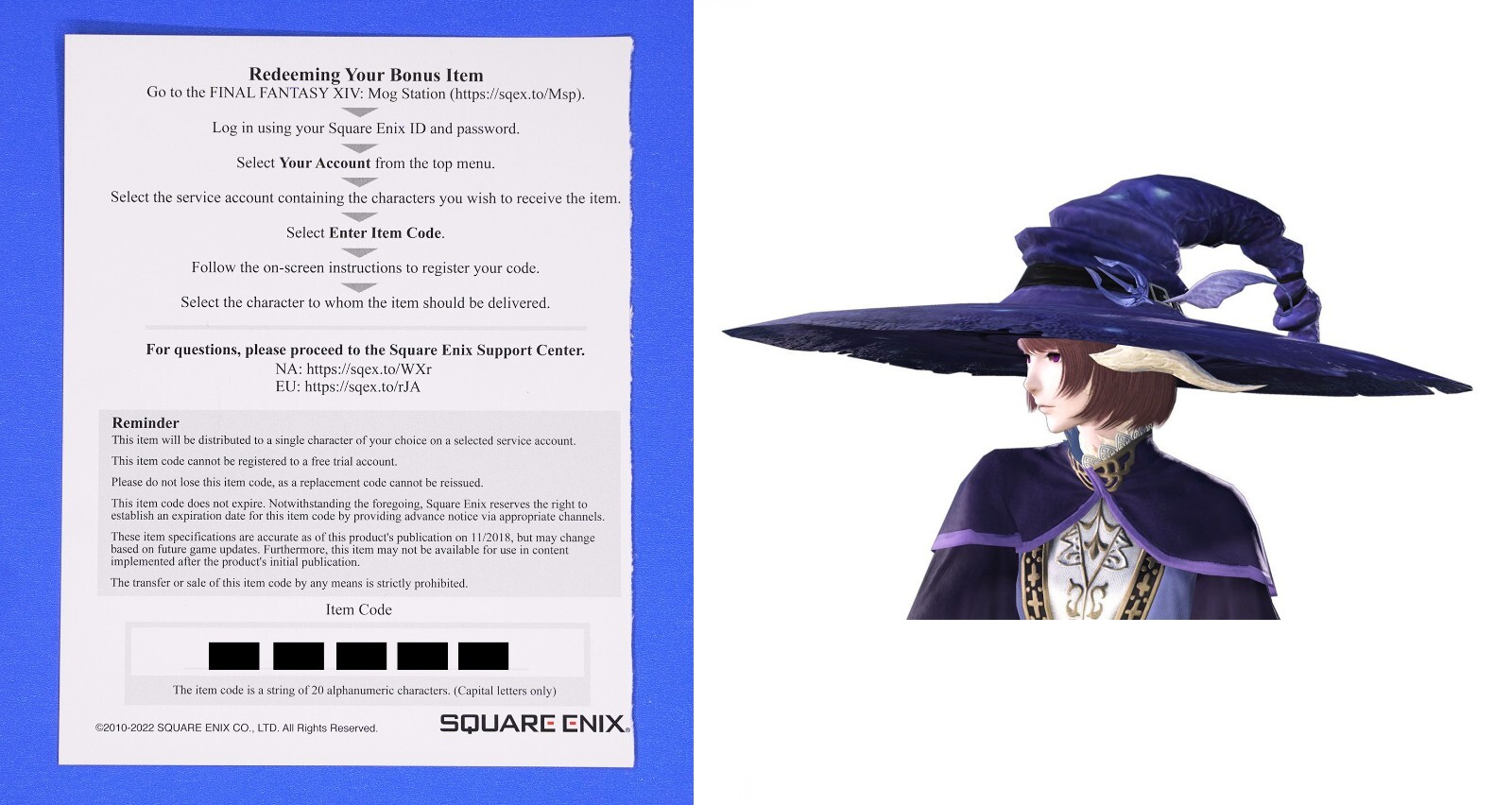 Final Fantasy XIV Matoya's Hat Code Card FF 14 Online Matoya