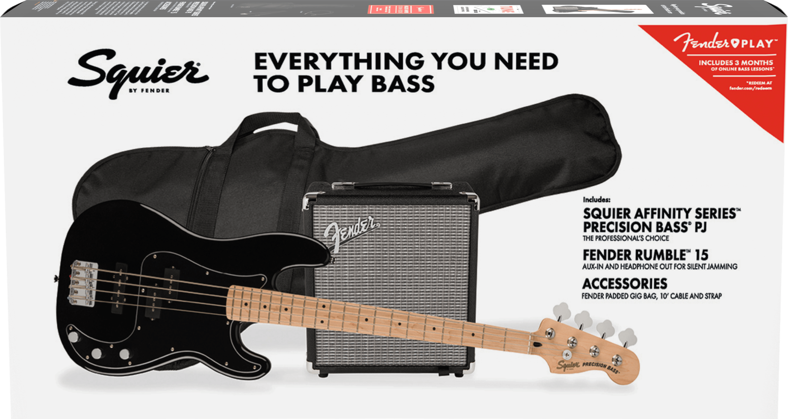 Squier Affinity Series Precision Bass PJ Pack - Black