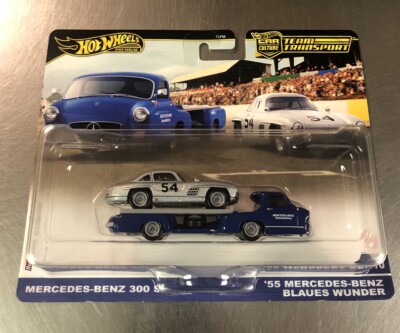 HOT WHEELS HAULER TEAM TRANSPORT MERCEDES 300 SL &  55 MERCEDES BLAUES WUNDER
