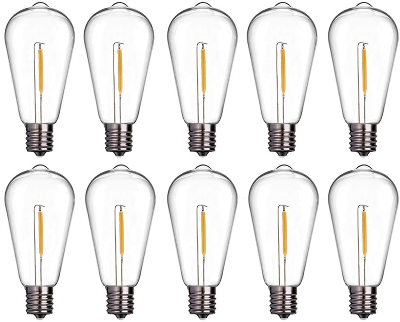 10Pack LED Light Bulbs,St40 Edison Bulbs 0.6Watt C9/E17 Screw Base ST40 Replacem