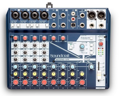 Soundcraft NOTEPAD-12FX-RST-06 12-Ch Compact Analog Mixer with USB and Lexicon