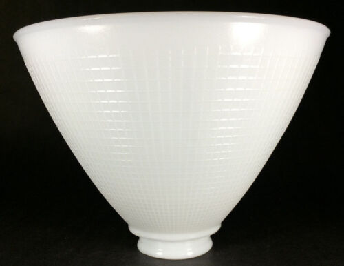White Milk Glass 2 1/4" X 8" Floor Table Oil Lamp IES Reflector Waffle Shade 391