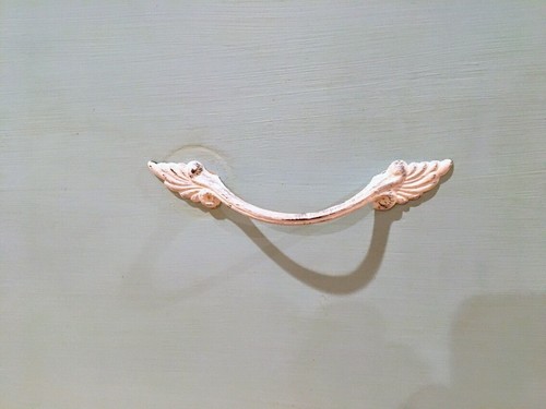 Mid Century Tall Dresser in A Soft Cottage Blue with White Pulls