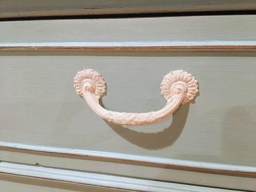 Mid Century Tall Dresser in A Soft Cottage Blue with White Pulls