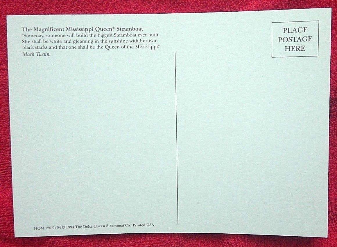 Mississippi Queen postcard steamboat paddlewheel river 1994 USA HOM 120 9/94