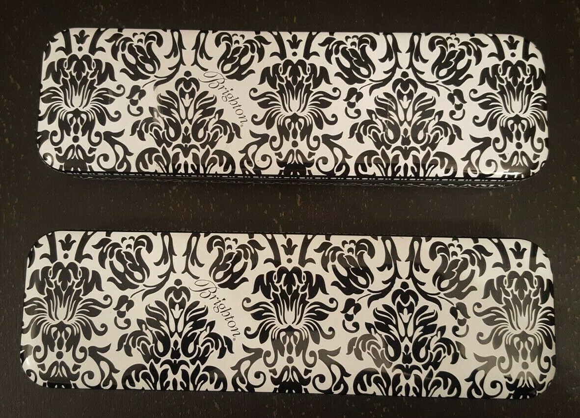 Lot of 11 BRIGHTON Heart-Shaped Tin Jewelry Boxes, Watch Boxes, Fabric Bags