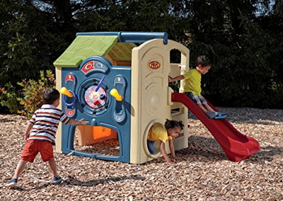 Center Neighborhood Fun Step2 Playhouse Outdoor Activity Kids Playground New