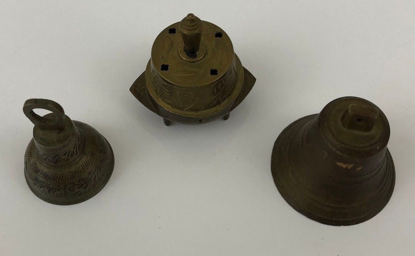 Sarina India and Other Vintage Brass Bells Lot of 3