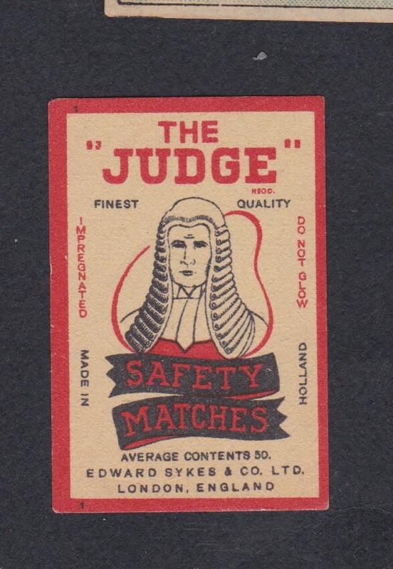 Ancienne  Ã©Tiquette  Allumettes  Hollande Bn60903 Juge Royaume Uni 