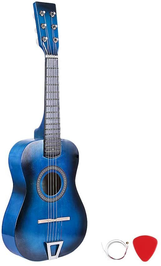 23” Mini Acoustic Guitar Wood Beginner Blue Small Toy