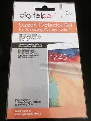 NEW 2 Pack Samsung Galaxy Note 3 Screen Protector Pack-front & Cleaning Cloth