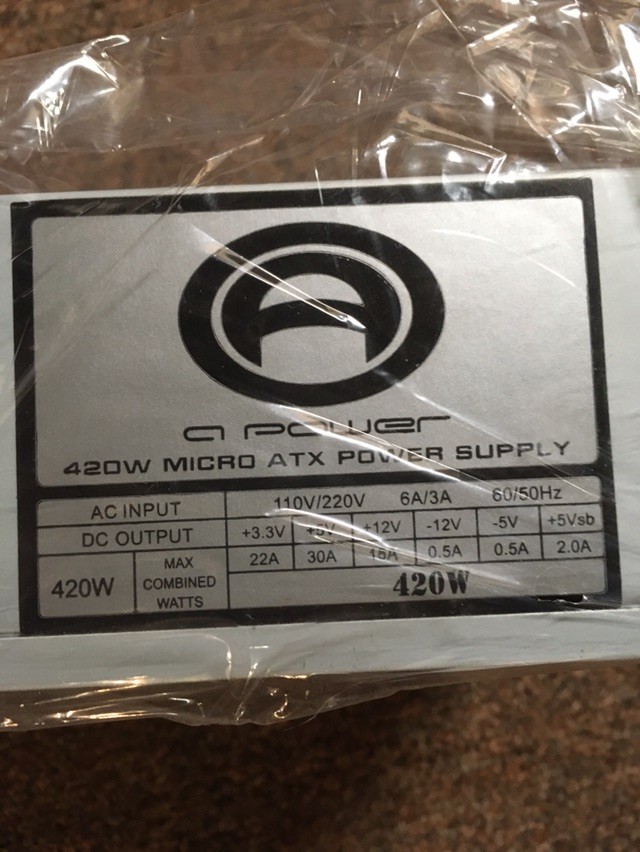 **BRAND NEW** A-Power 420W 20 Pin Micro ATX Power Supply w/SATA Connector AP420