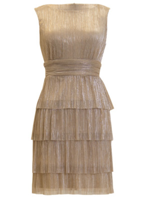 Connected Dress 6 Light Gold Tiered Holiday Wedding Cruise Party Shimmer