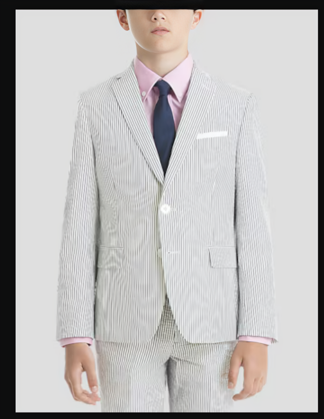 Lauren Ralph Lauren UltraFlex Classic-Fit Seersucker Sport Coat Boys 20R White - Picture 1 of 18