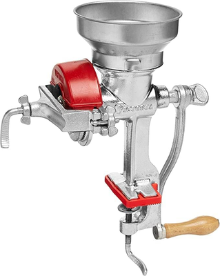 Victoria Manual Low Hopper Grain Grinder Silver Red