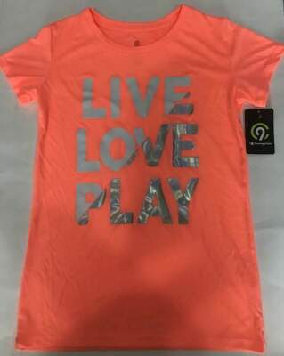 C9 by Champion Girl  Short Sleeve Shirt ''Live Love Play'' Orange Size XL-14/16