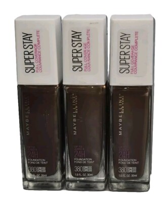 Maybelline Superstay Full Coverage 24HR Foundation 380 Espresso 3pcs New!!