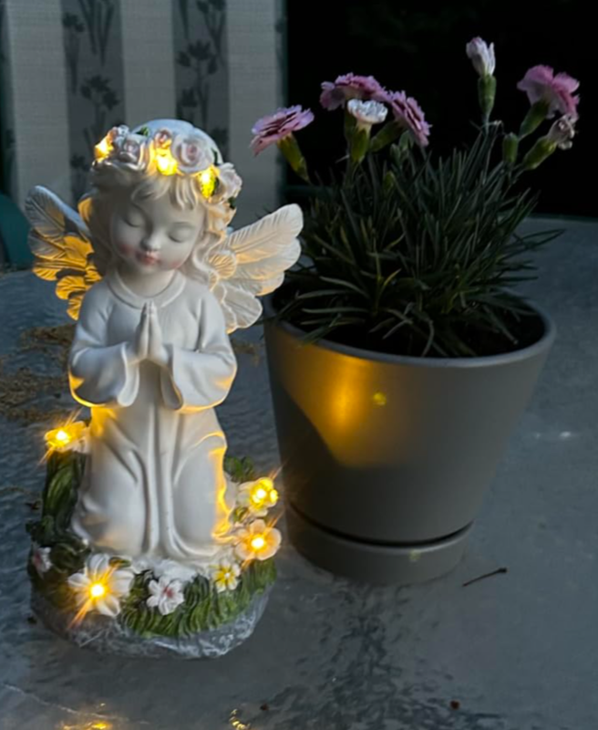 Pohabery Angel Garden Decor Statue Solar Angel Decorations for Yard Outdoor D...