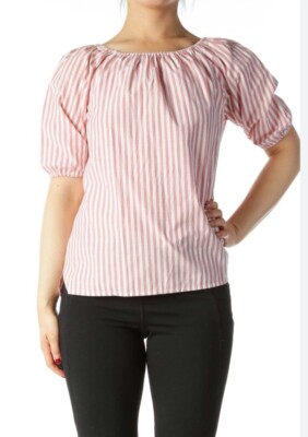 Ann Taylor Loft Shirt Women s Size Extra Small Xs NWT New $54 Pink White Stripe