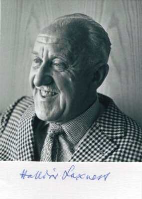 WRITER Halldor Laxness NOBEL PRIZE LITERATURE 1955 autograph, signed card with a