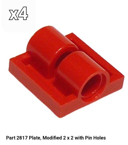 NEW LEGO RED Plate, Modified 2 x 2 with Pin Holes (x4) 2817