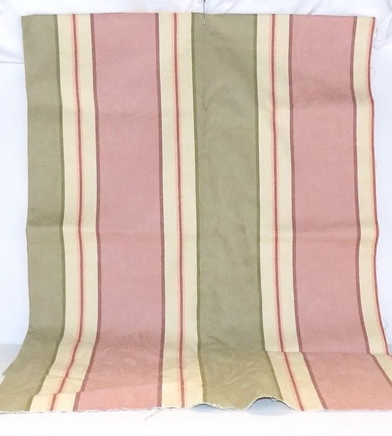 Vintage Upholstery Stripe Design Pink Green Beige 57 1/2