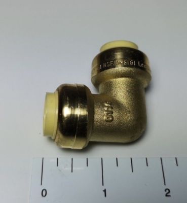 10 PIECES 1/2'' X 1/2'' PUSH FIT ELBOW FITTINGS - LEAD FREE BRASS, FULL PORT, NSF