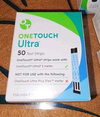 50 One Touch ULTRA Diabetic Blood Glucose Test Strips Exp 02/2025