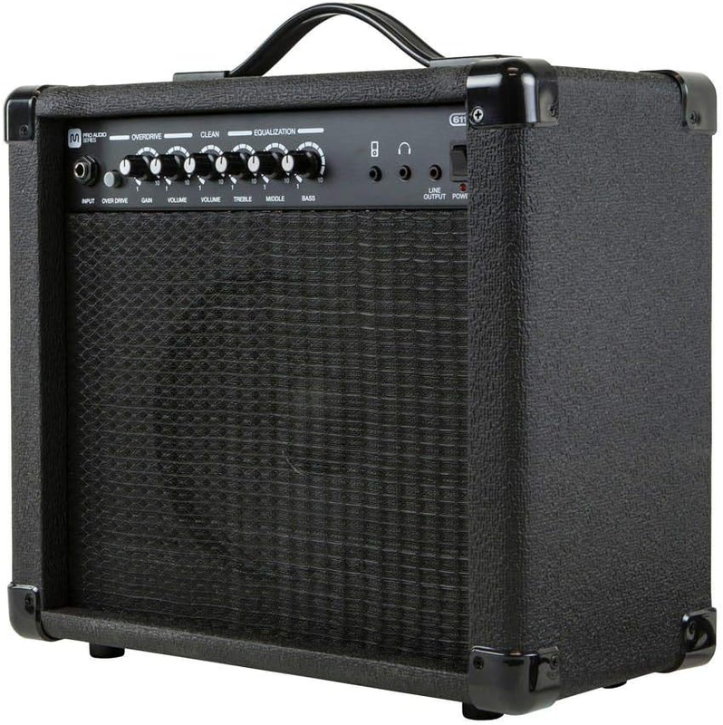 1X8 Guitar Combo Amplifier - Black, 20-Watt, 86Db of Gain - 1/4 Inch Input for Guitars, Aux MP3 Input, 3.5Mm Headphone Output
