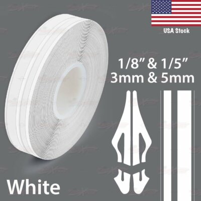 WHITE 1/8'' 1/5'' Twin PIN STRIPE TAPE 9/16'' 15mm PinStriping Decal Vinyl Sticker