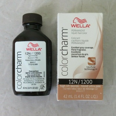 Lot of 2 Wella Color Charm Liquid Permanent Hair Color 12N/1200 High Lift Blonde