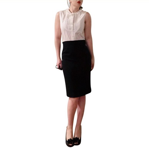 スカート LANVIN FW23 LONG SKIRT (RW-ST0003_5822-H2310) Lanvin Black Wool / Silk Double Side Zipper Pencil Straight