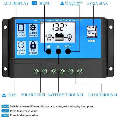 100A Solar Panel Regulator Charger Controller 12V/24V Auto Focus Tracking