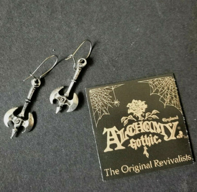 Double Axe Earring (2) Pewter ALCHEMY Gothic