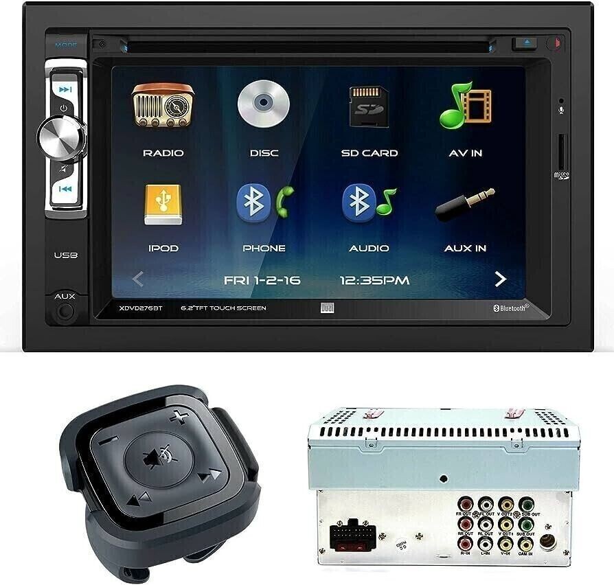 XDVD276BT Bluetooth Car Stereo, Camera + Install Kit for 2005-2011 Toyota Tacoma