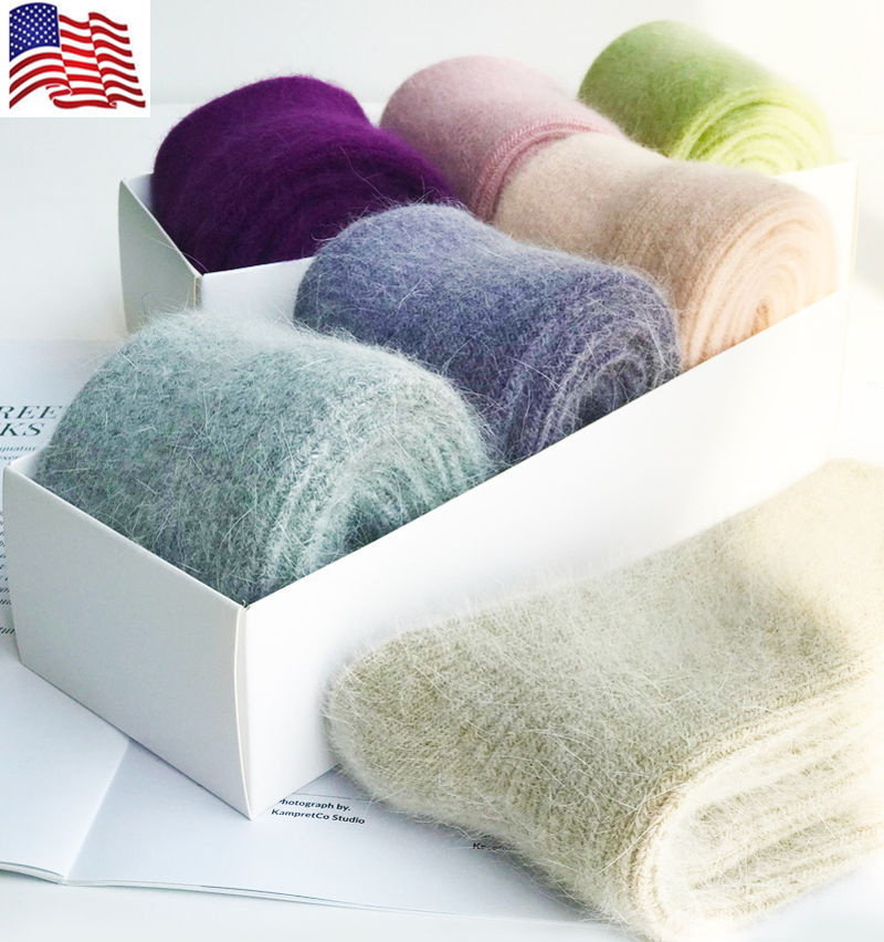 3 Pairs Women 100% Wool Cashmere Thick Thermal Multi-Color Winter Warm Socks