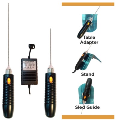 Crafters Hot Knife 6'' and 9'' Rod Style Cutting Tools with Stand and Sled Guide